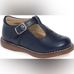 FOOTMATES Navy Sherry Mary Jane Shoes Velcro